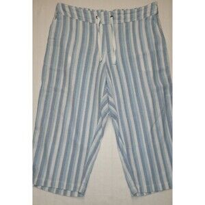 Linen Coastal Capri by Dash Womens Blue / White Sz Lg